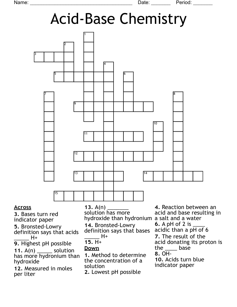 Acid-Base Chemistry  Crossword