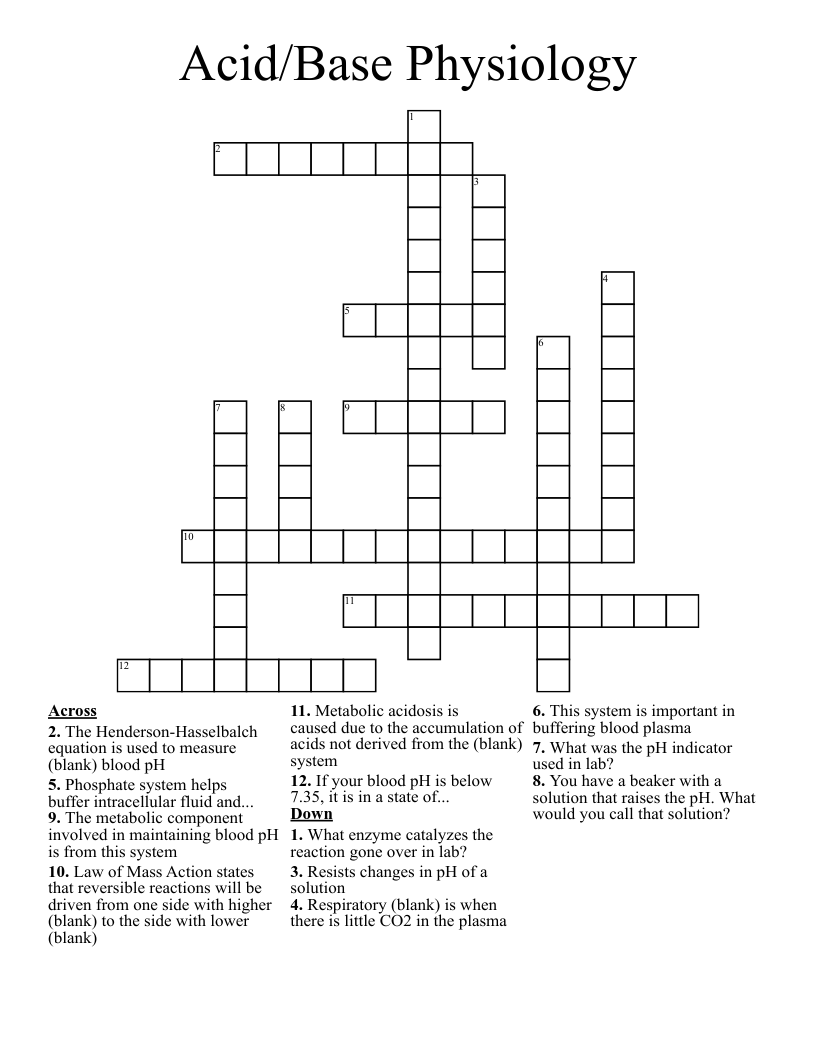 Acid/Base Physiology Crossword