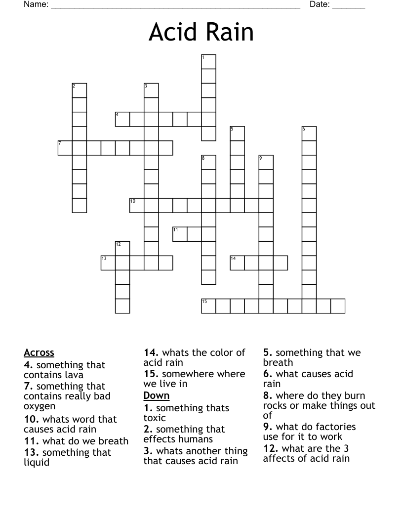 Acid Rain Crossword