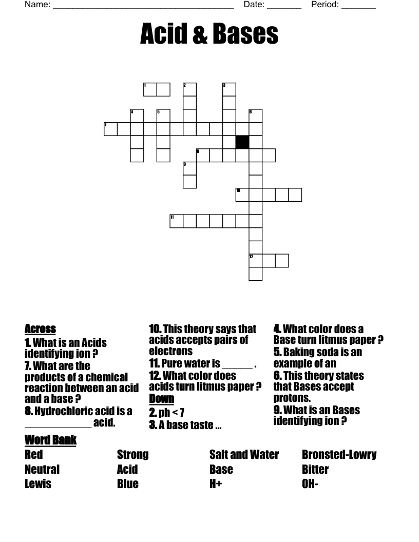 Acid & Bases Crossword
