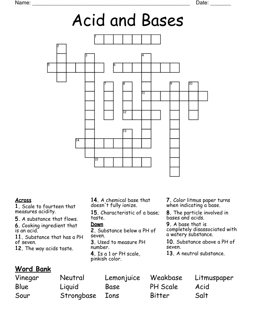 Acid and Bases Crossword