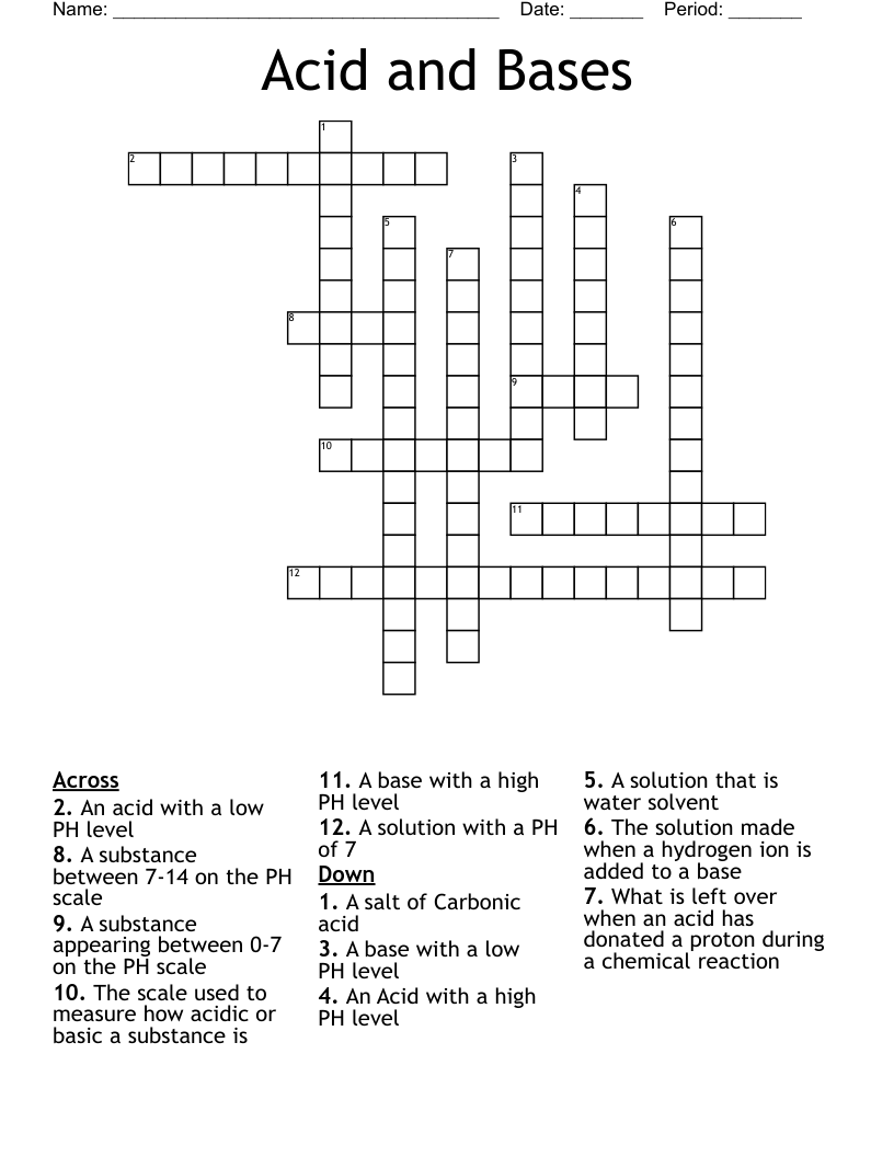 Acid and Bases Crossword
