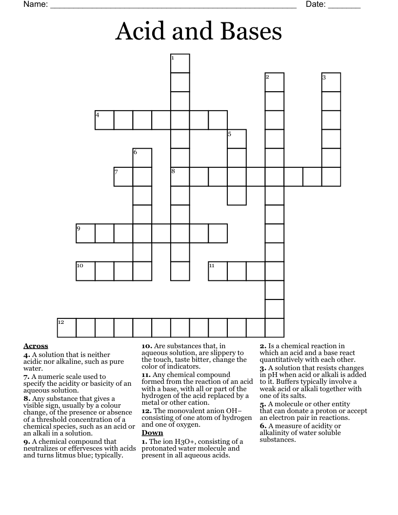 Acid and Bases Crossword