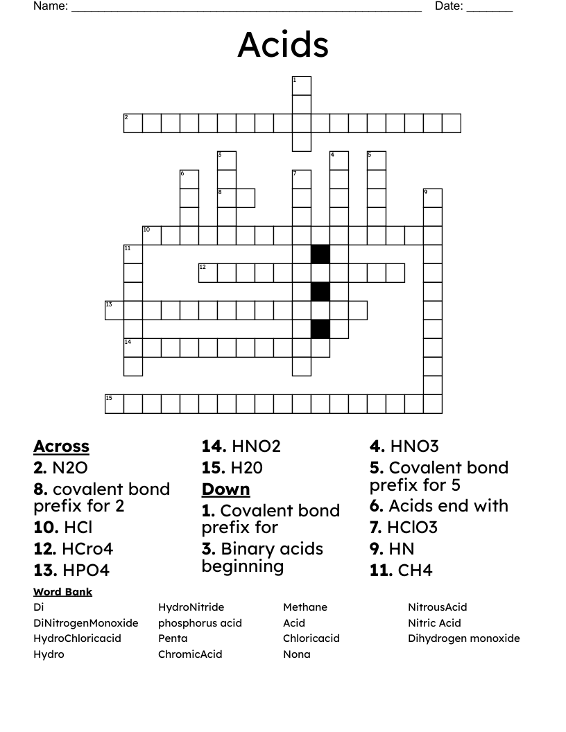 Acids Crossword