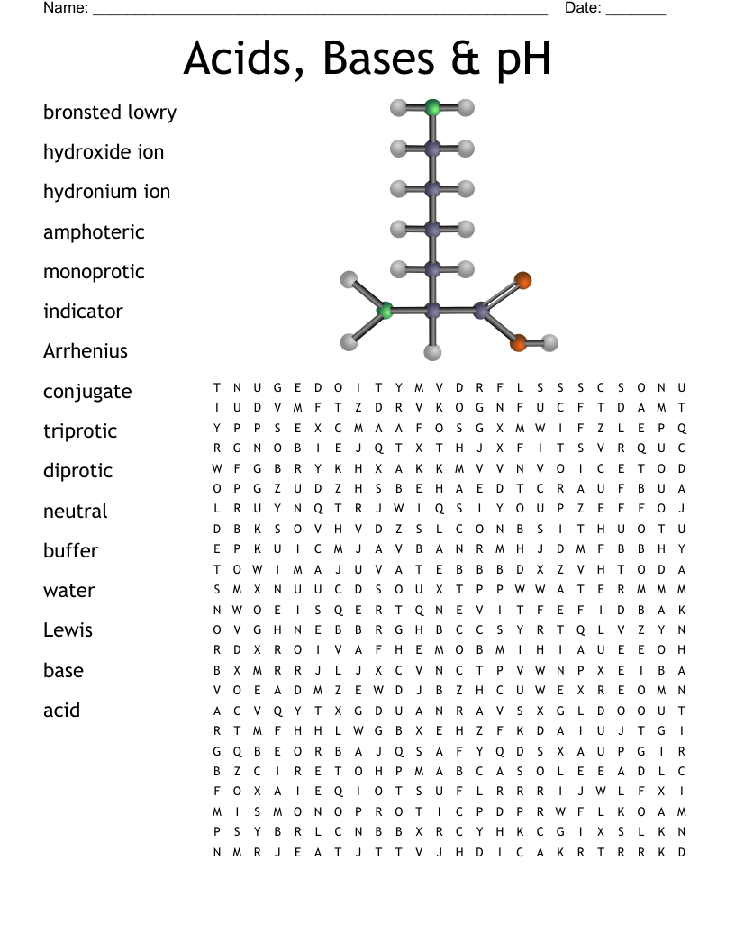 Acids, Bases & pH Word Search