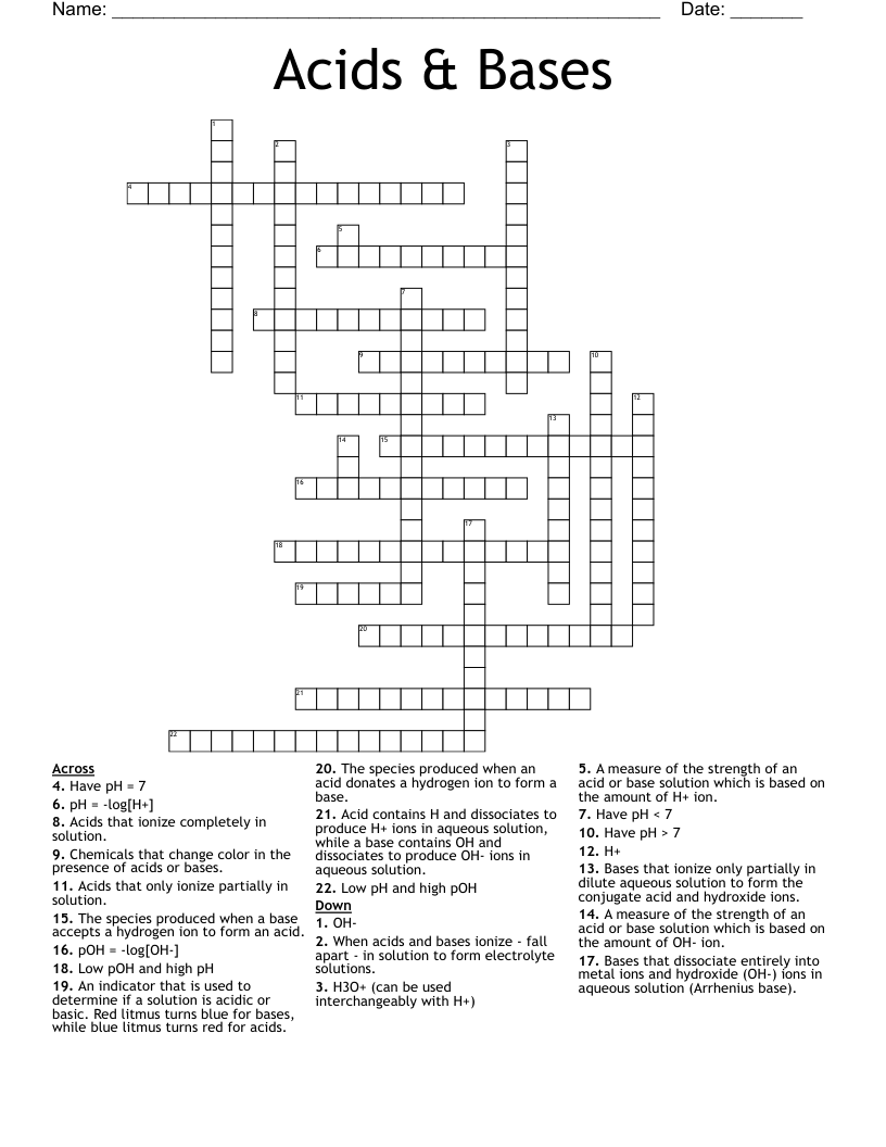 Acids & Bases Crossword
