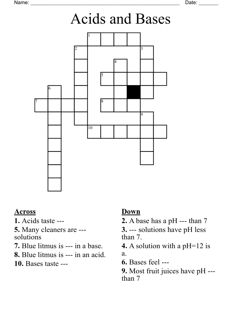 Acids and Bases Crossword