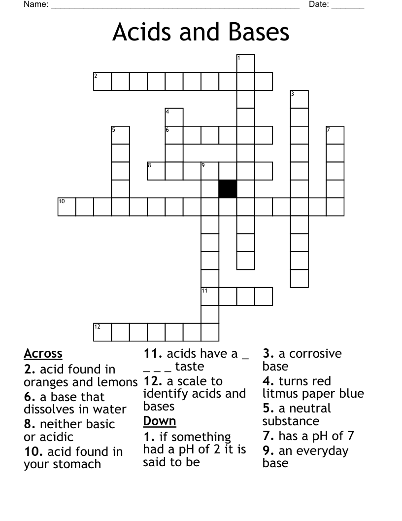Acids and Bases Crossword