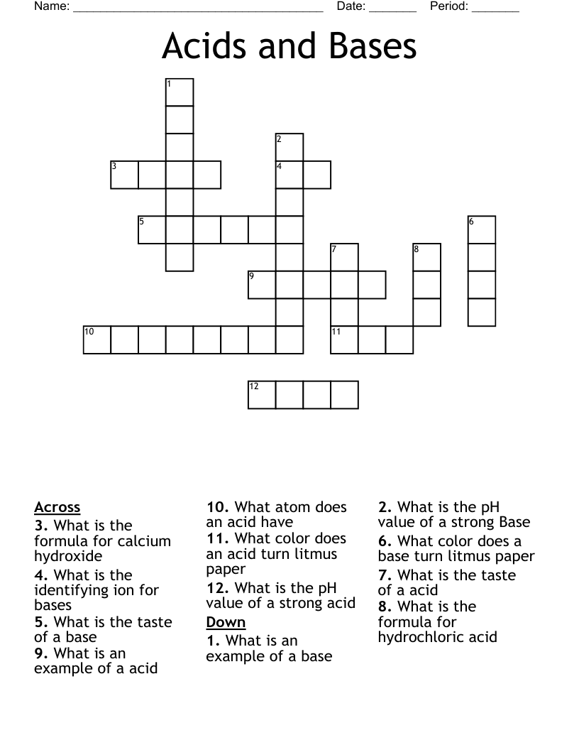 Acids and Bases Crossword