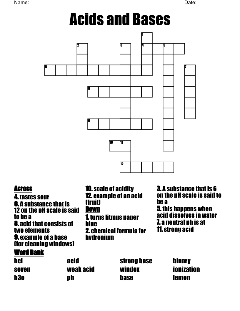 Acids and Bases Crossword