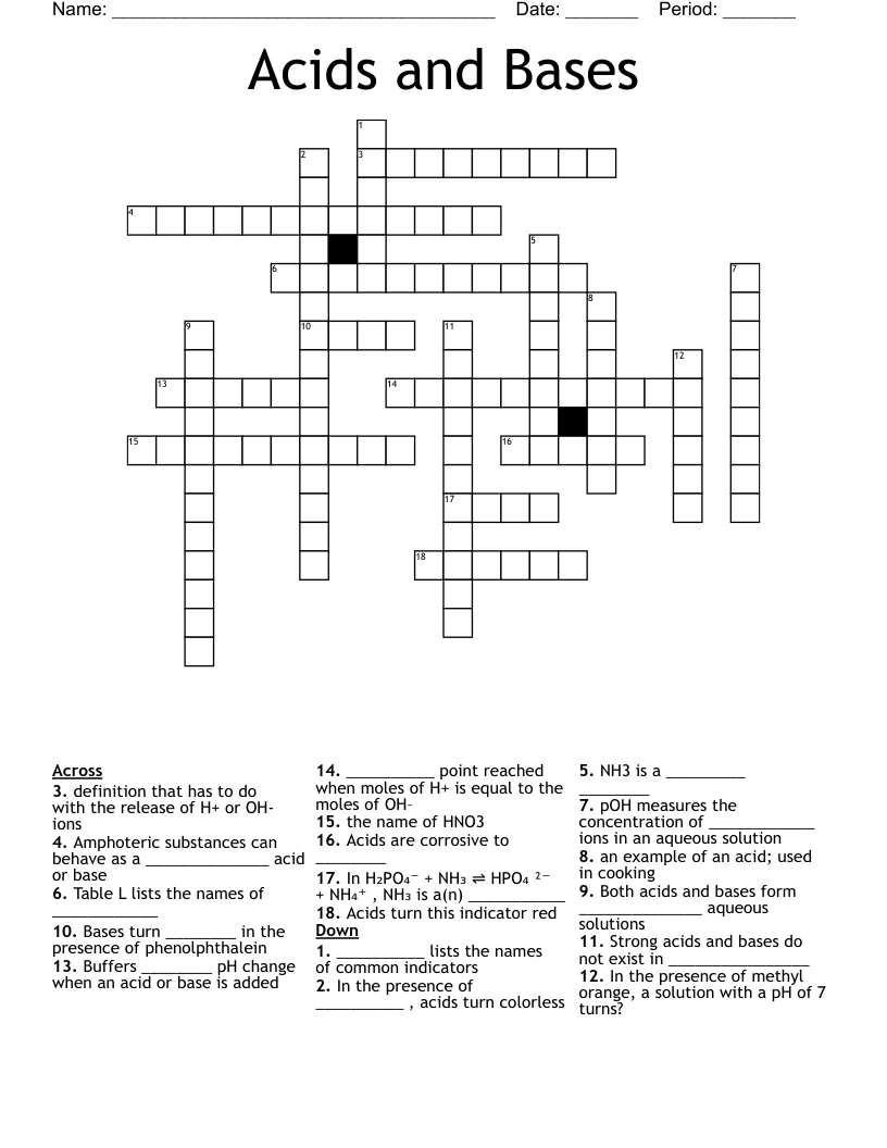 Acids and Bases Crossword