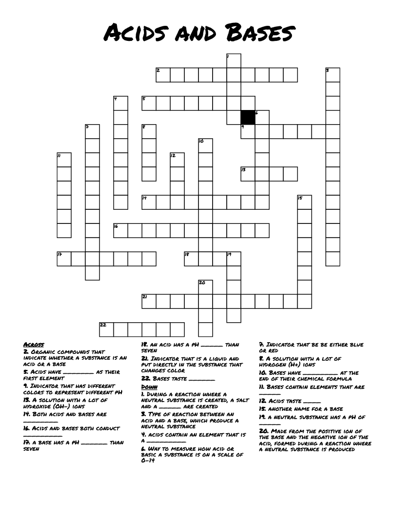 Acids and Bases Crossword