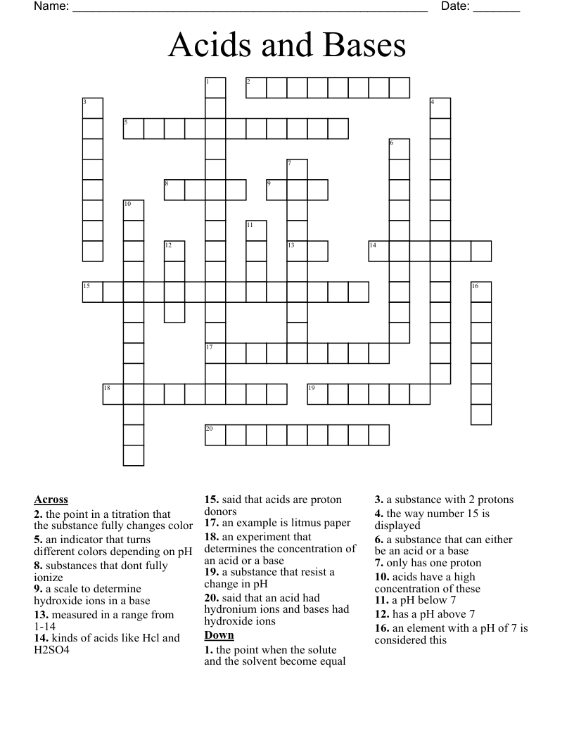 Acids and Bases Crossword