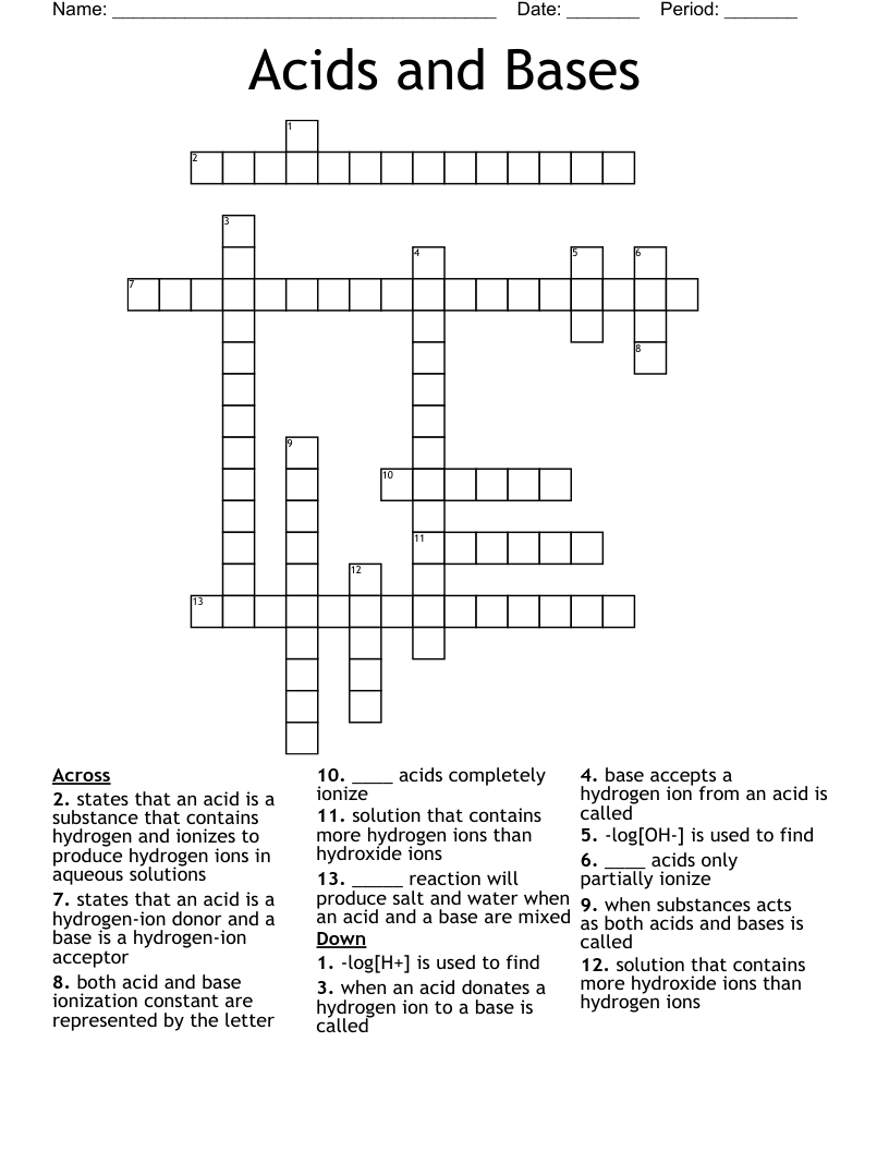 Acids and Bases Crossword