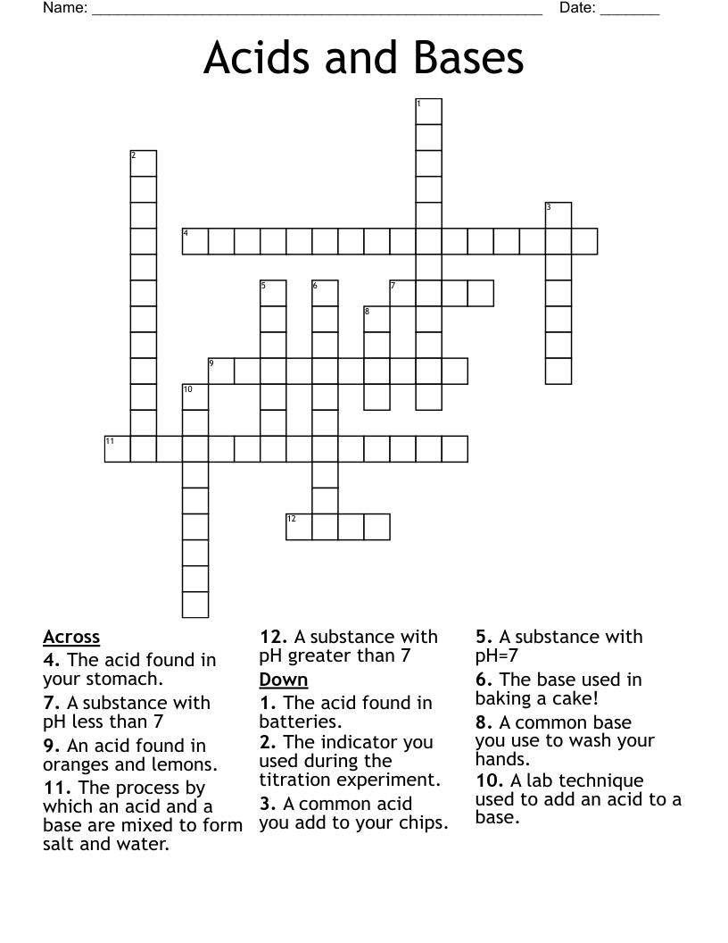Acids and Bases Crossword