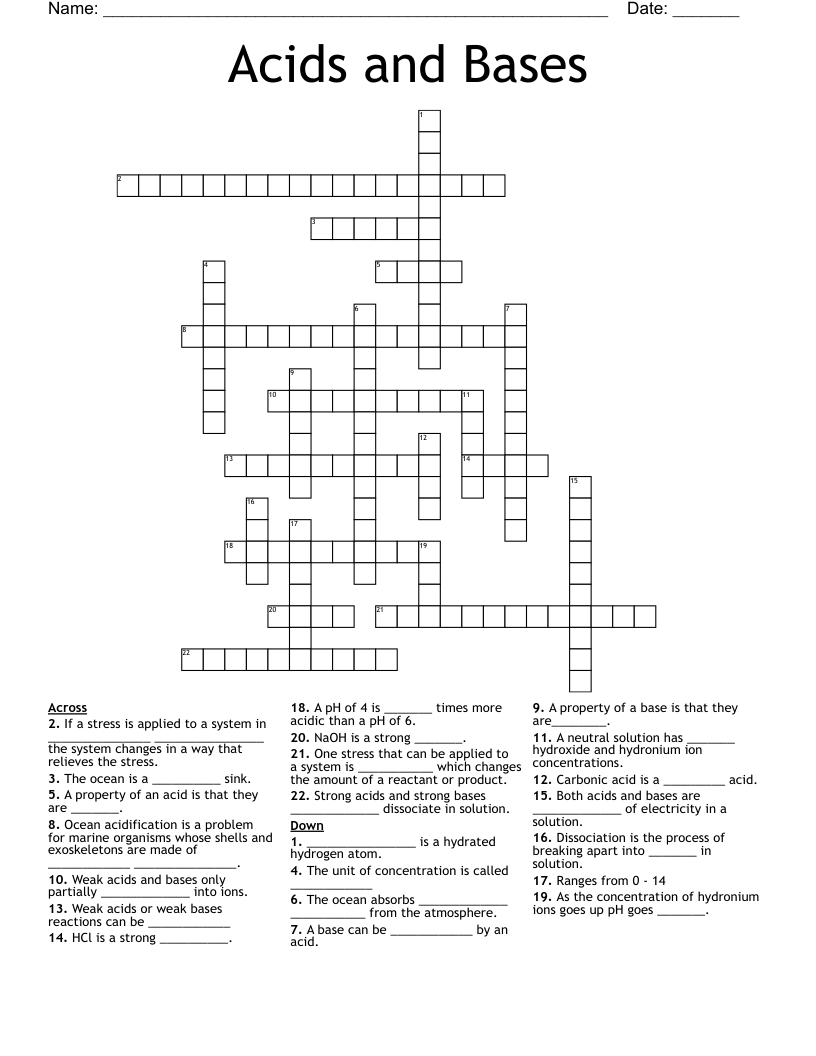 Acids and Bases Crossword