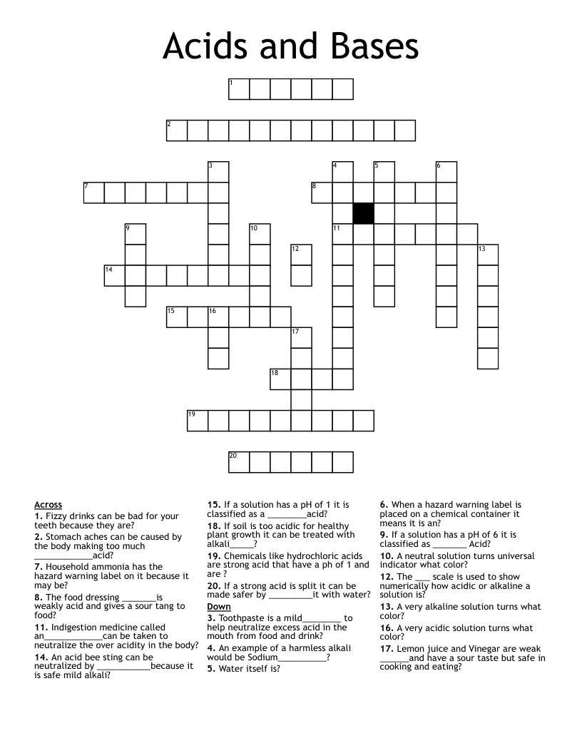 Acids and Bases Crossword