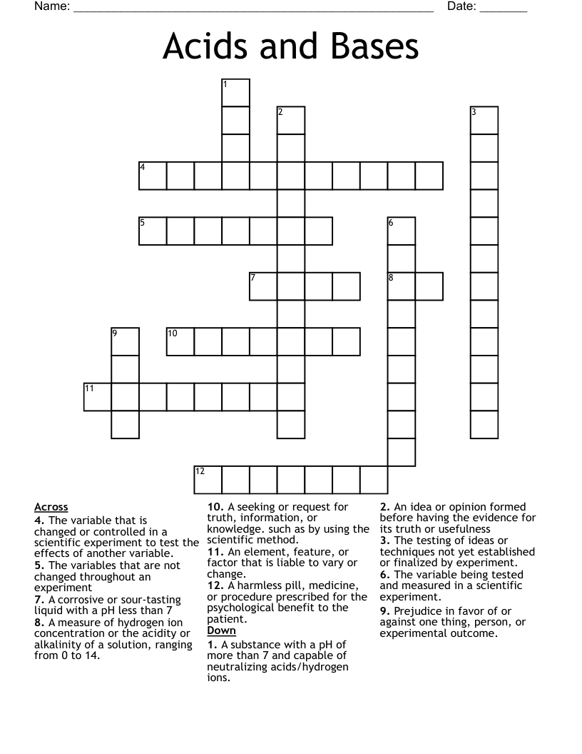 Acids and Bases Crossword