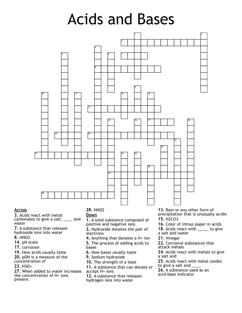Acids and Bases Crossword