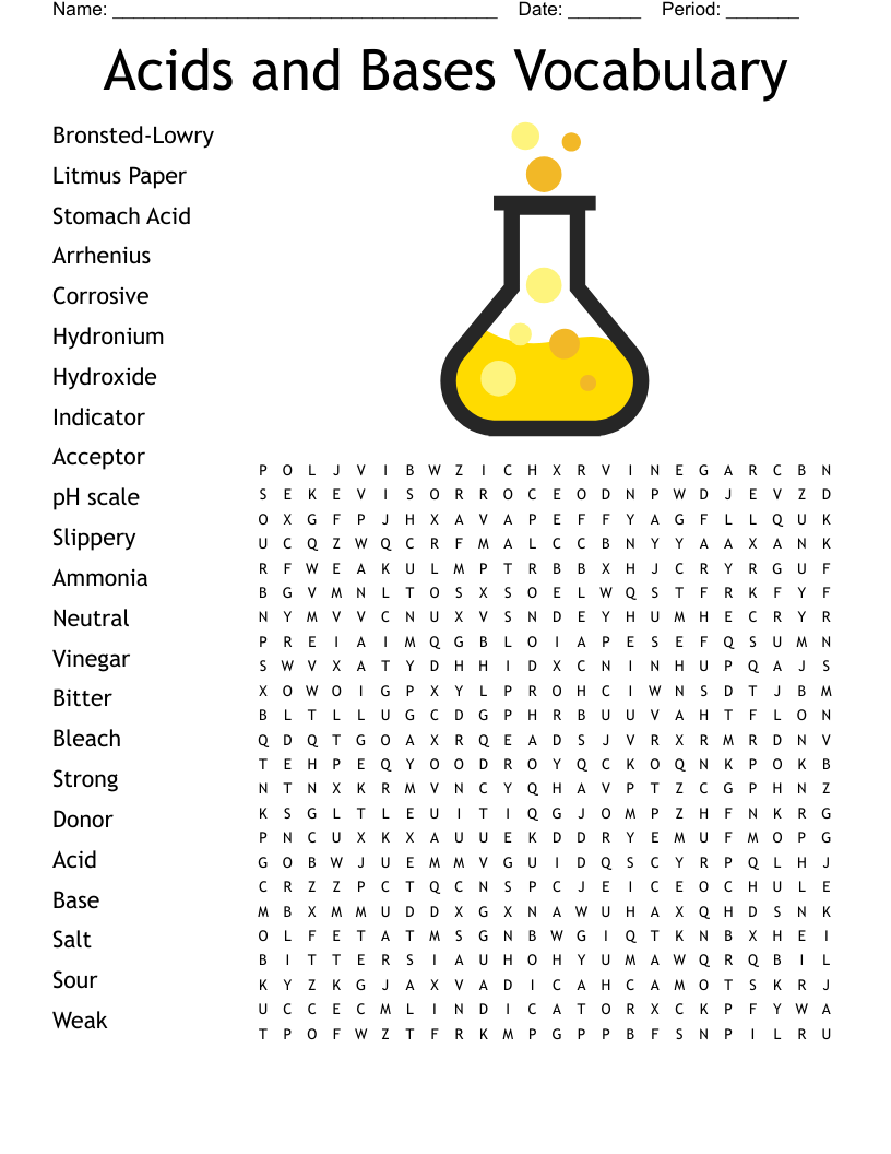 Acid & Base Vocabulary Word Search