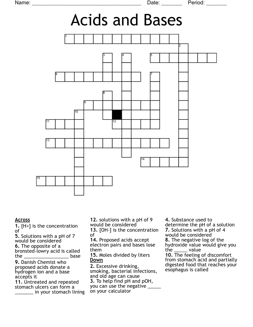 Acids and Bases  Crossword
