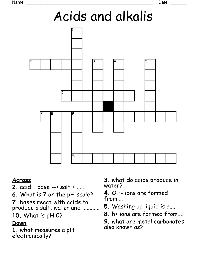 Acids and alkalis Crossword
