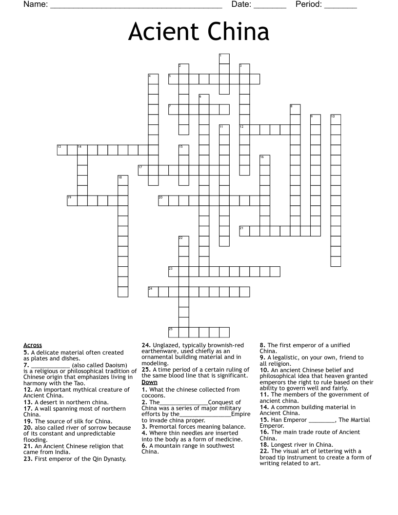 Acient China Crossword