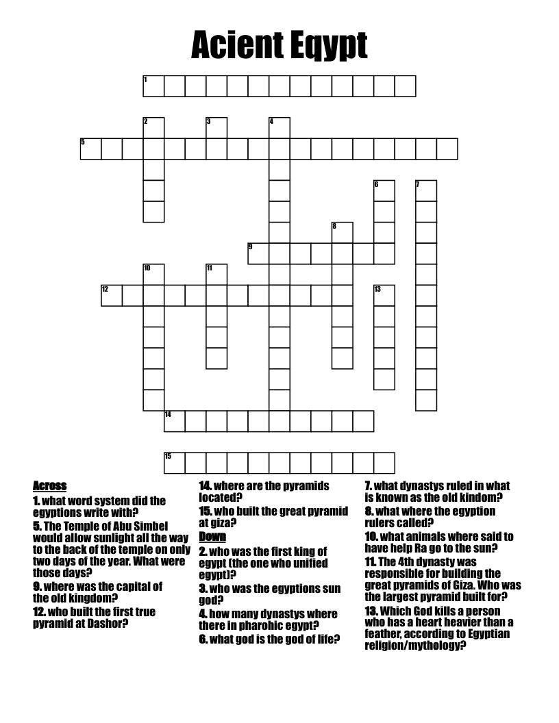 Acient Eqypt  Crossword