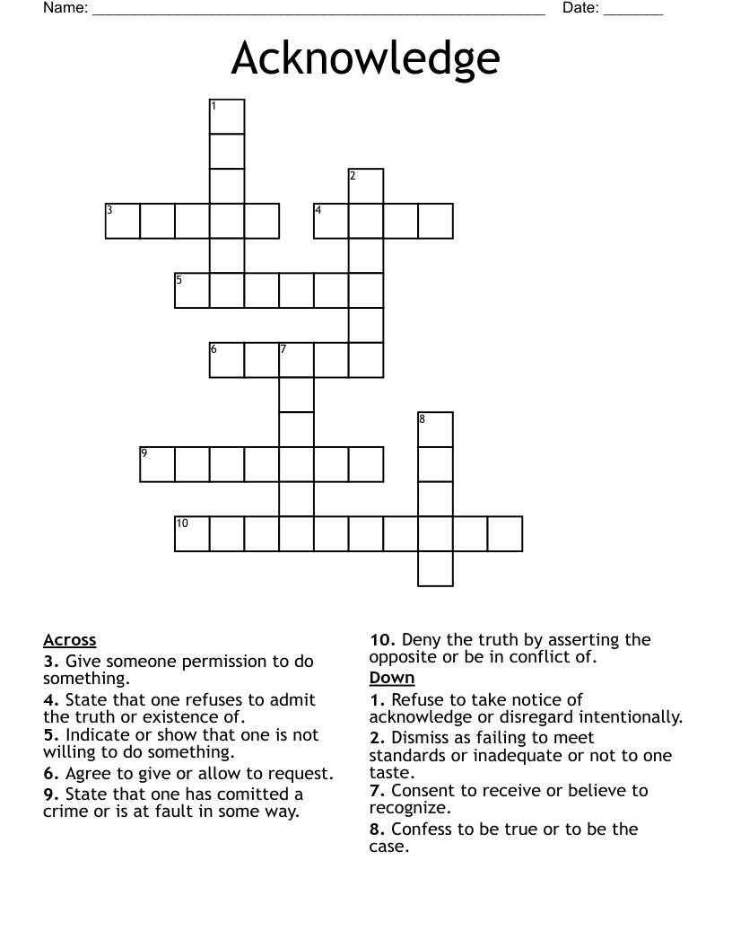 Acknowledge Crossword