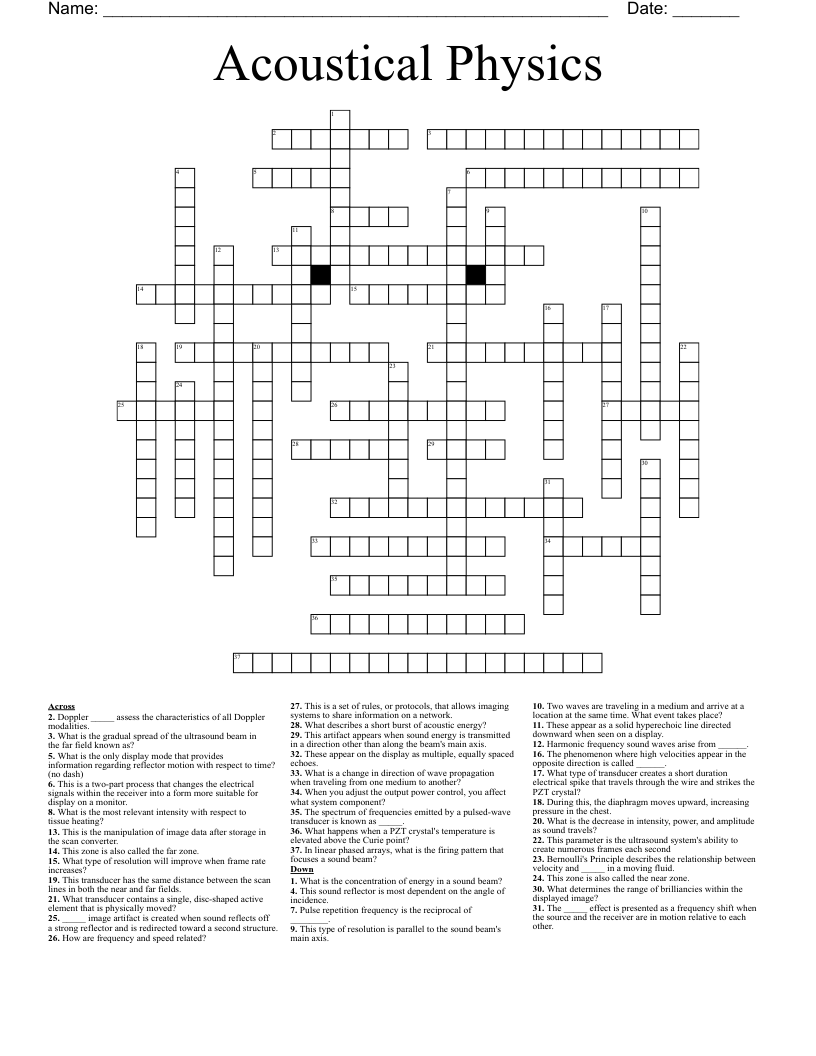 Acoustical Physics Crossword