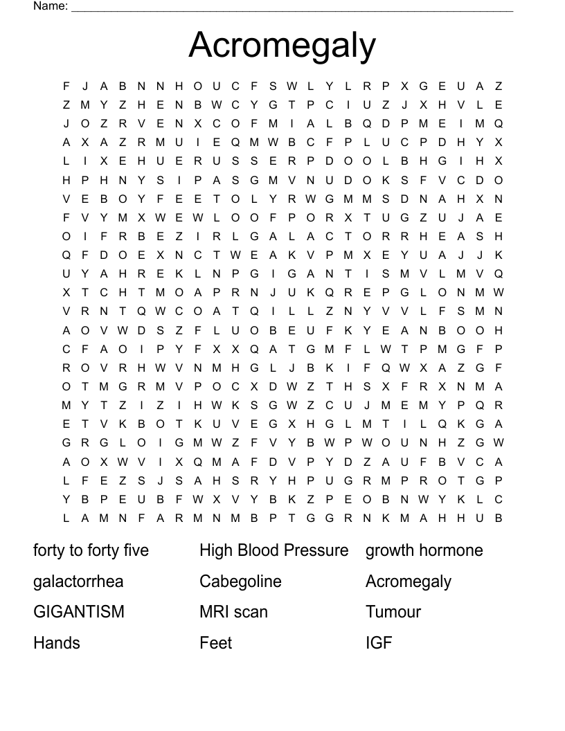 Acromegaly Word Search