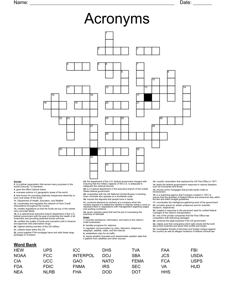 Acronyms Crossword