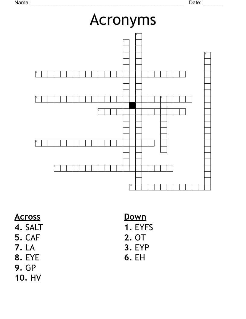 Acronyms Crossword