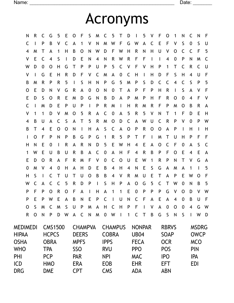 Acronyms Word Search