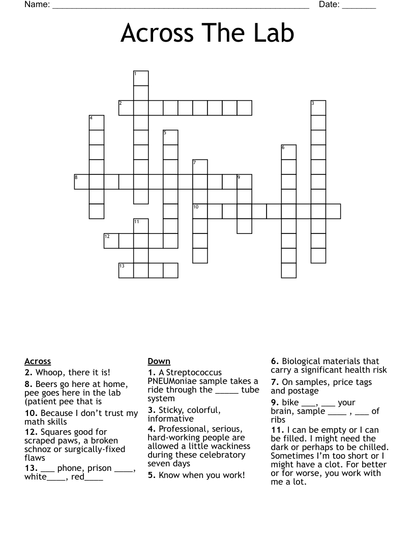 Across The Lab Crossword