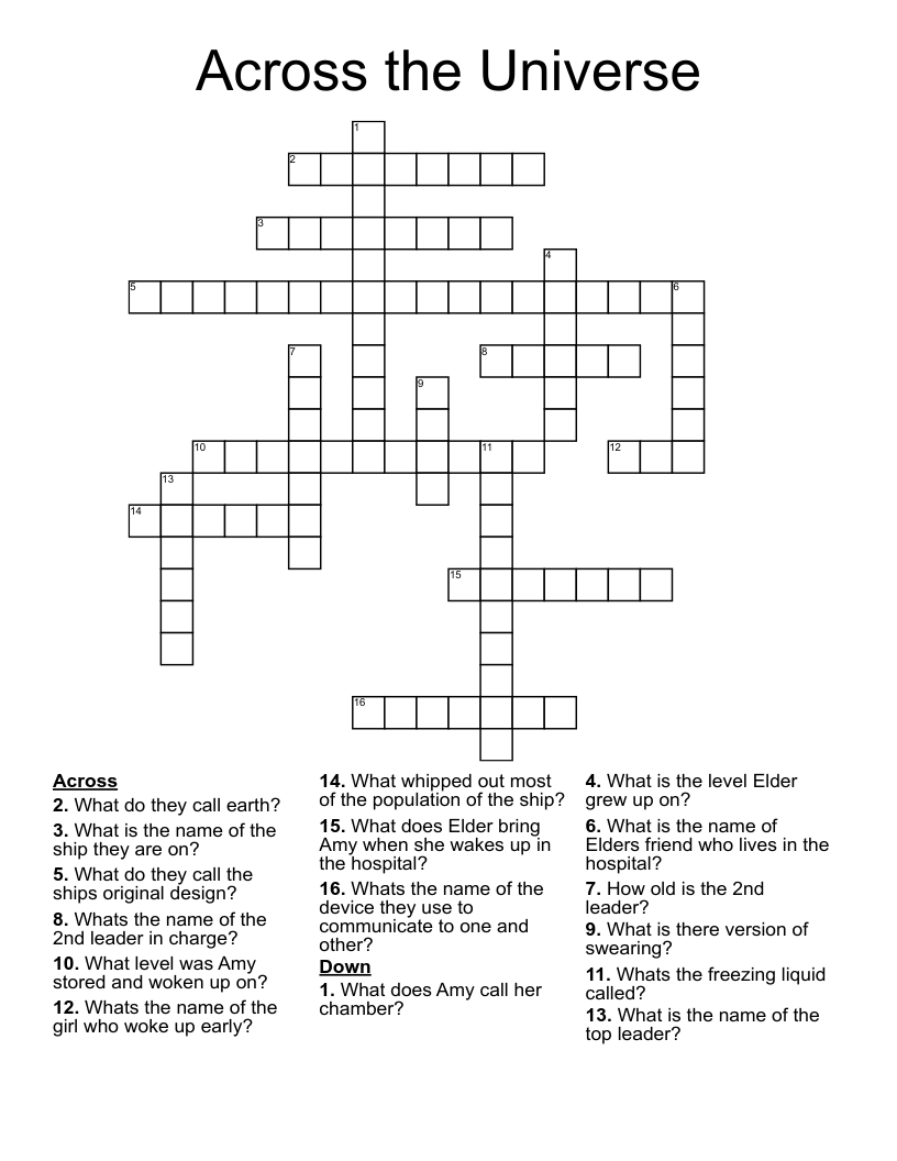 Across the Universe Crossword