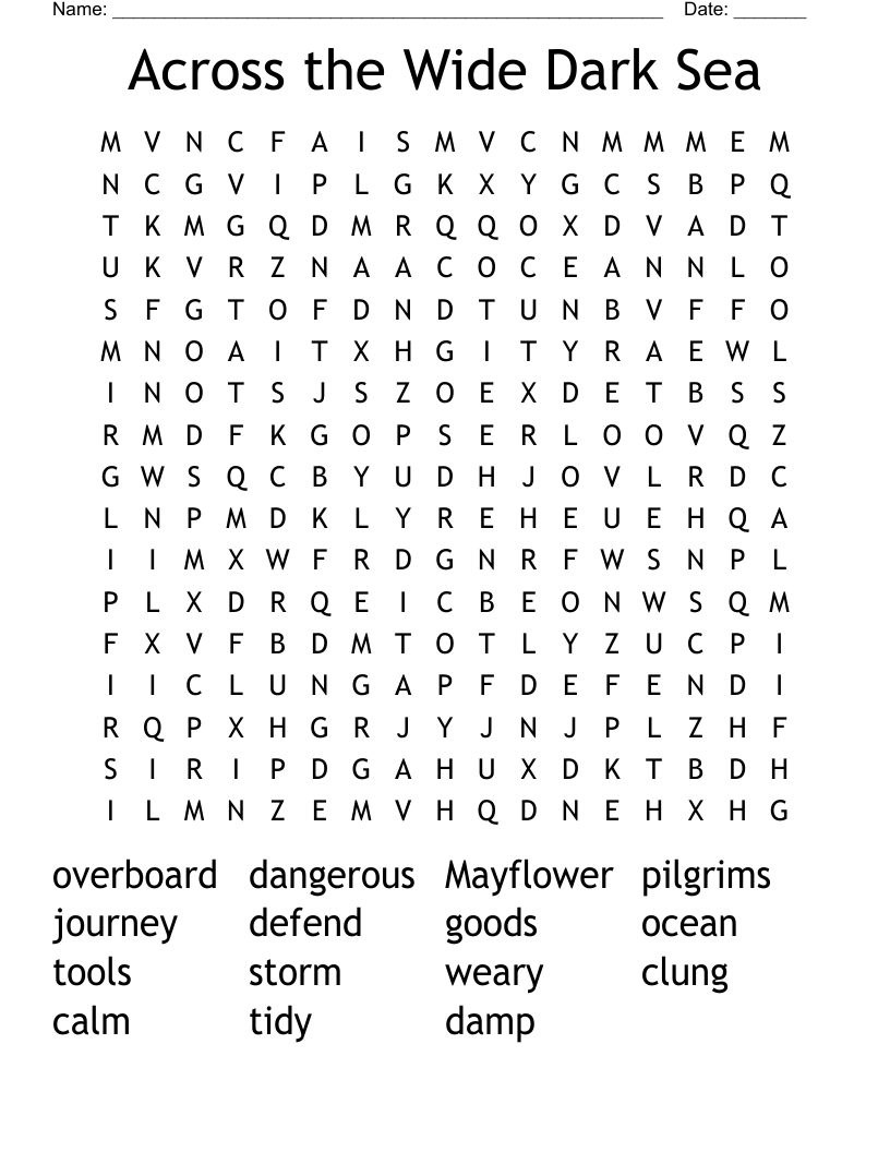 Across the Wide Dark Sea Word Search