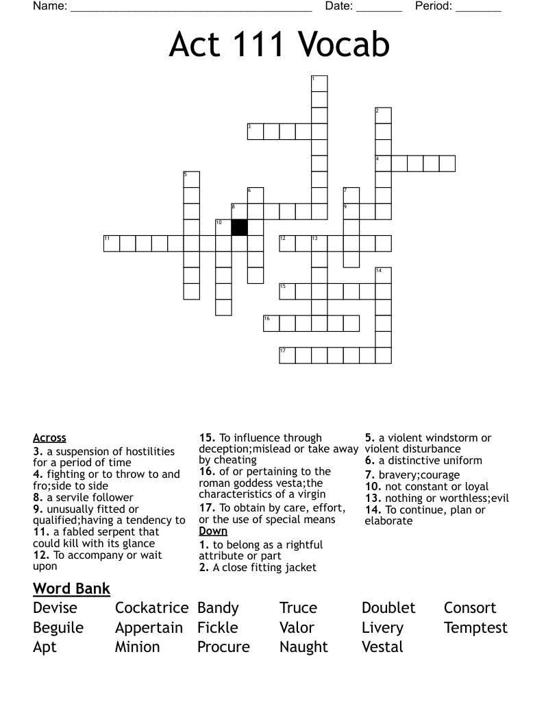 Act 111 Vocab Crossword