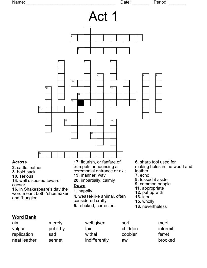 Act 1 Crossword