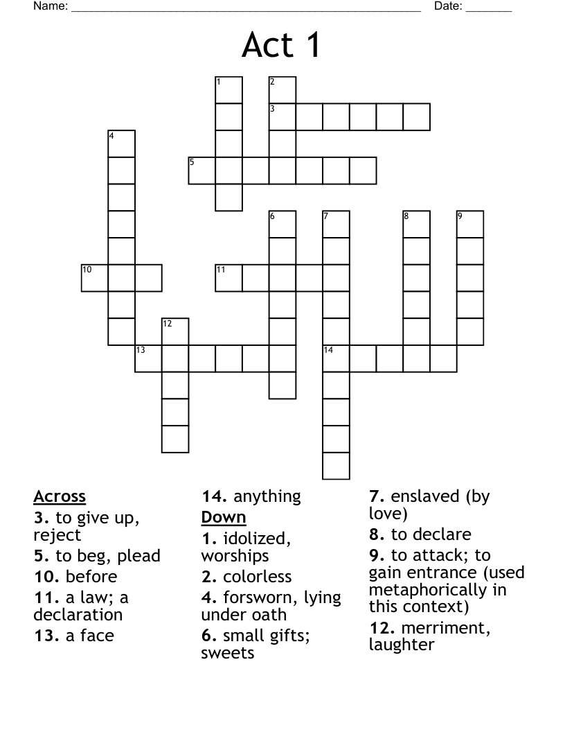 Act 1 Crossword