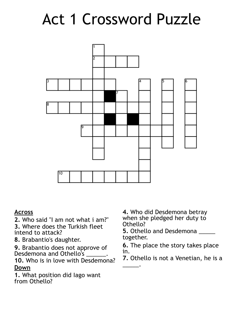 Act 1 Crossword Puzzle