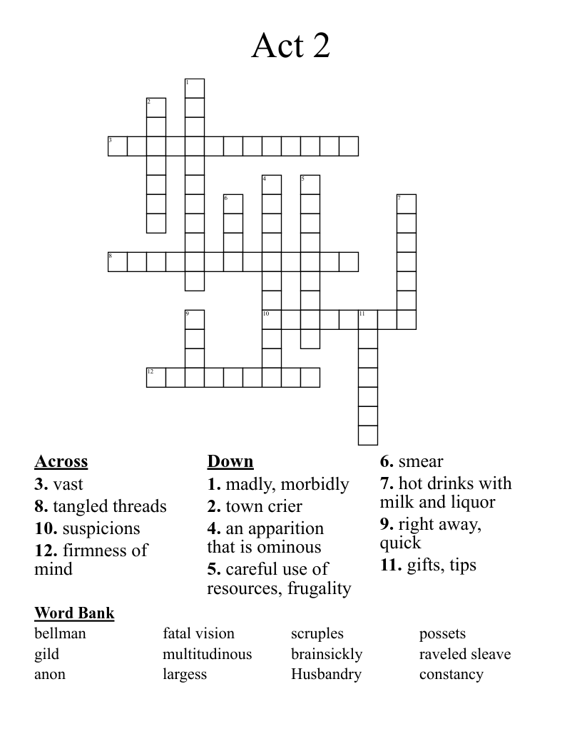 Act 2 Crossword
