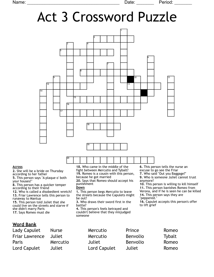 Act 3 Crossword Puzzle