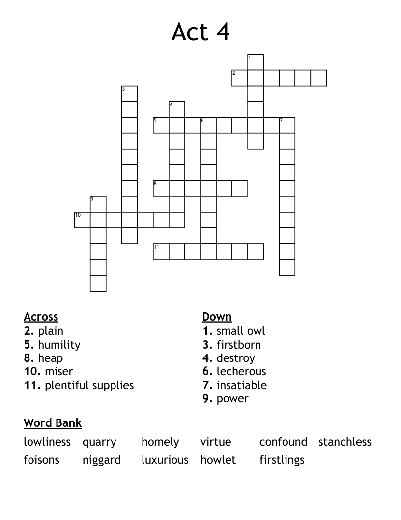 Act 4 Crossword