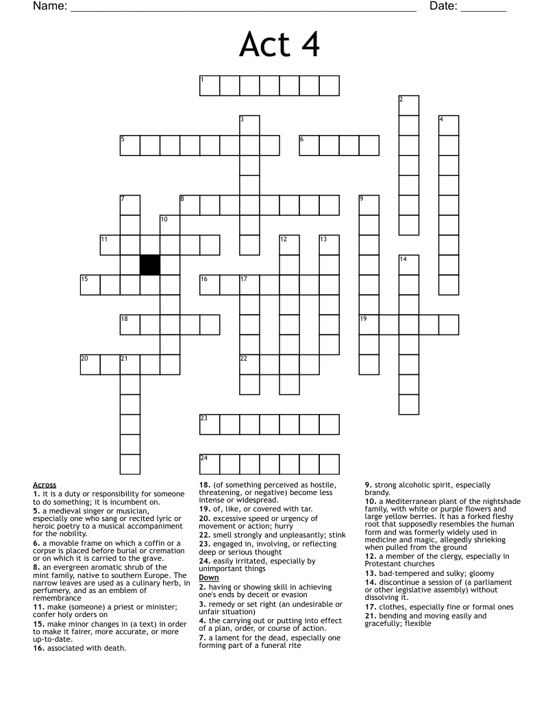 Act 4 Crossword