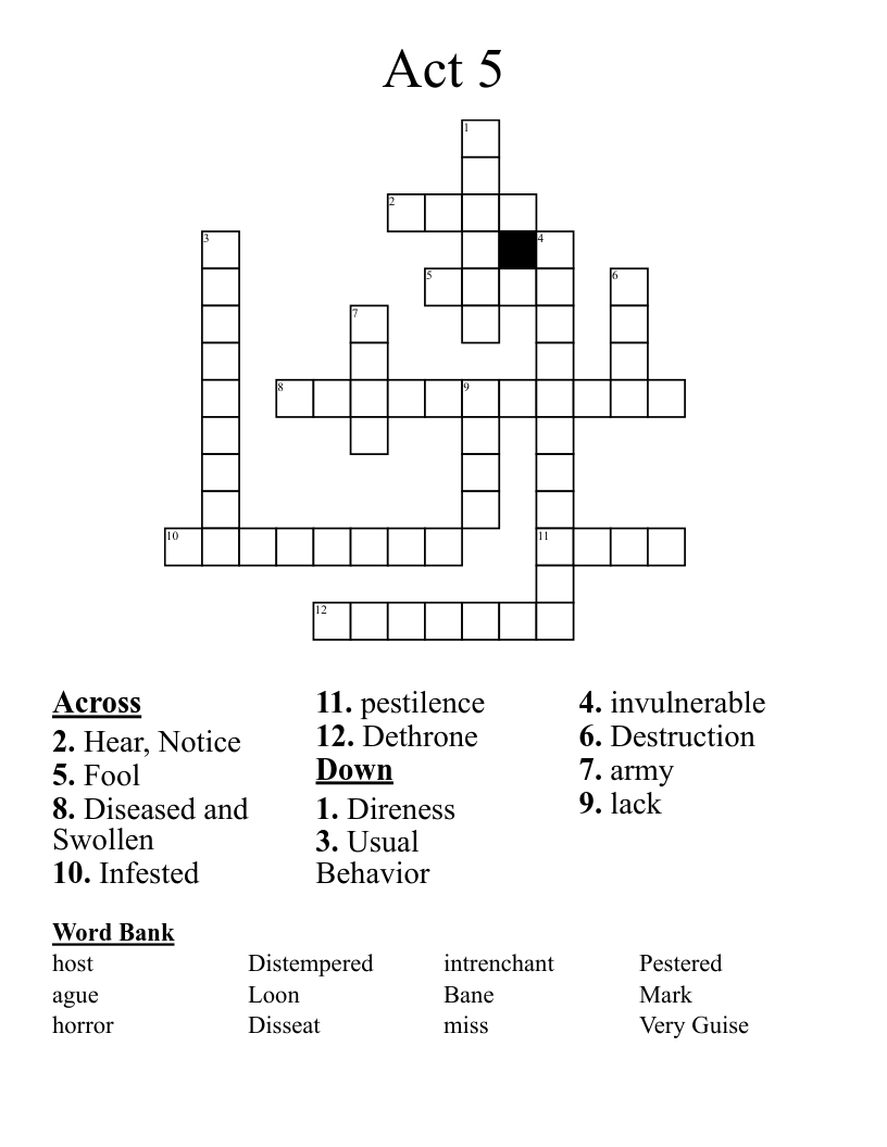 Act 5 Crossword