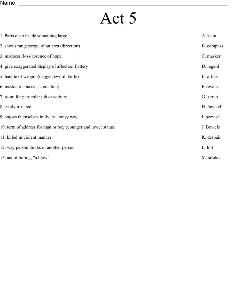 Act 5 Worksheet