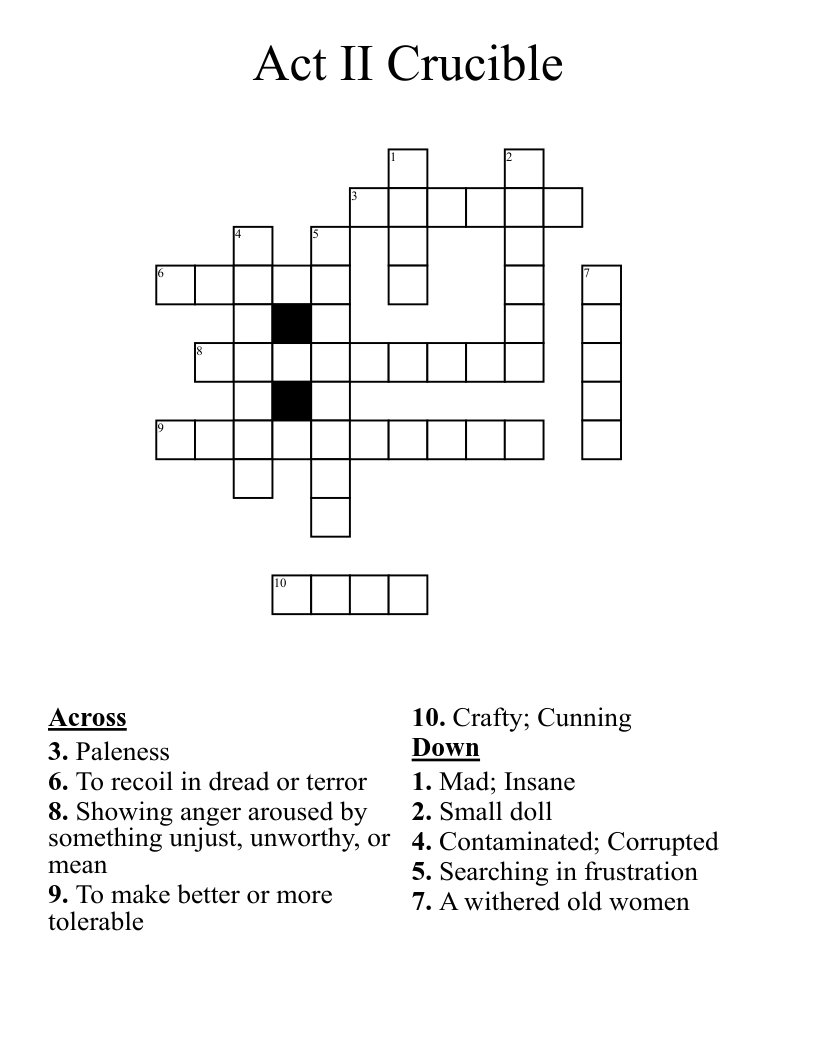 Act II Crucible Crossword