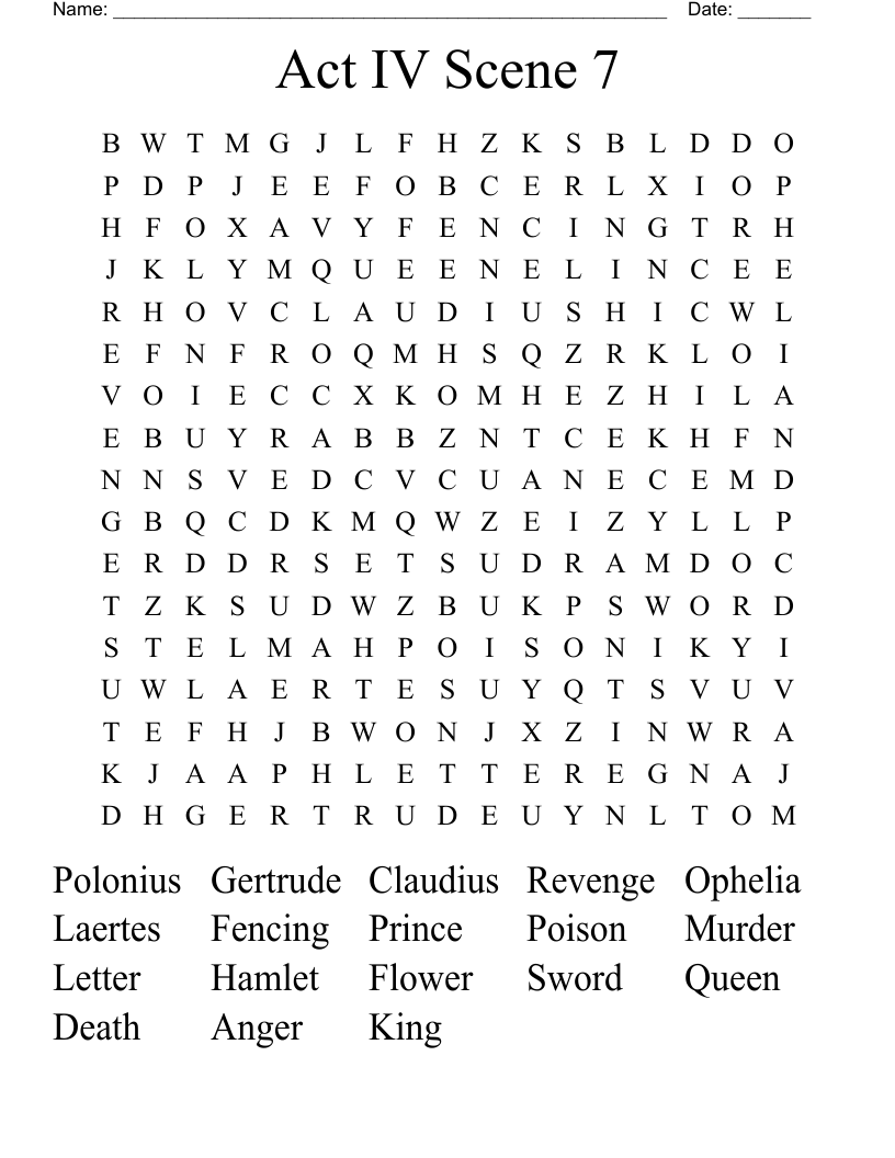 Act IV Scene 7 Word Search