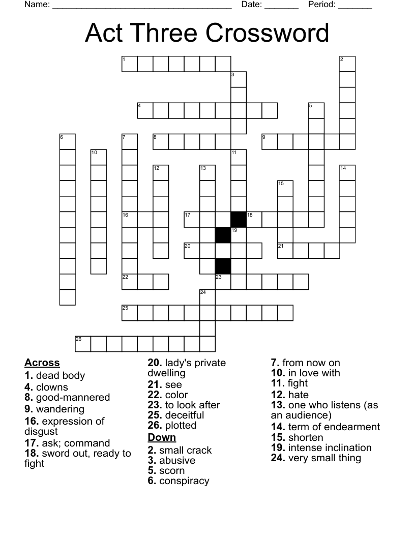 Act Three Crossword
